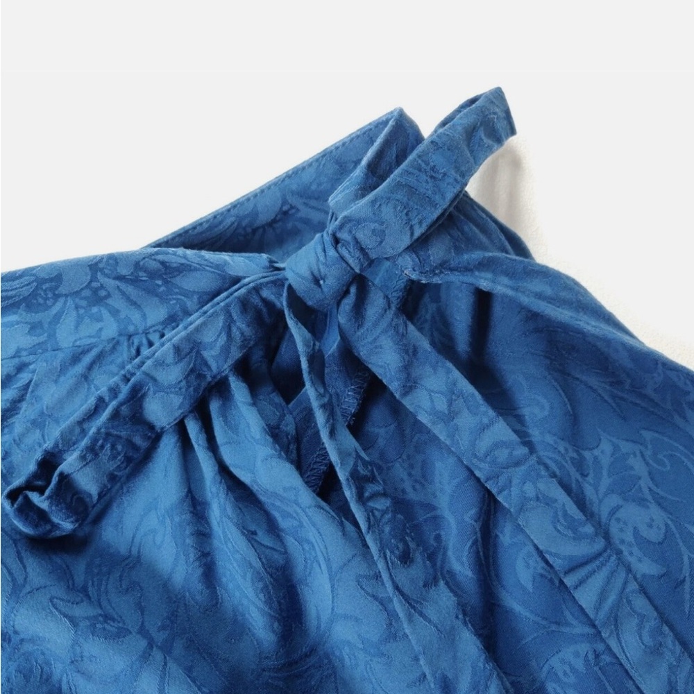 Anthropologie Sapphire Blue on Blue Floral Cold Shoulder Swing Dress Size L - Picture 6 of 9
